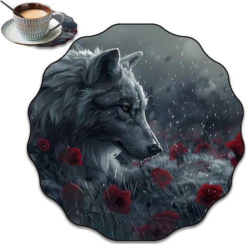 Stylish Mousepad, Lace-Shaped Mand Coaster Combination, Portable Non-Slip Rubber Base Comfort Mousepad for Laptop, Office, Home and Gaming, Huge Dragon in Saudi Arabia