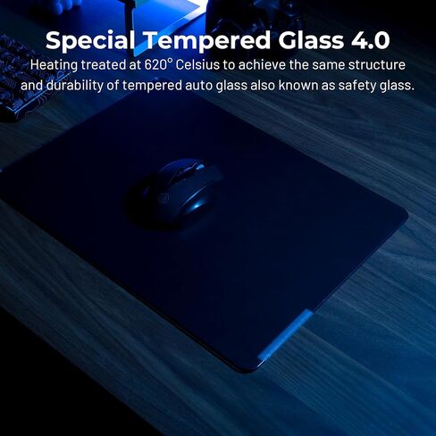 XVX Black Glass Mousepad 4.0, Hard Mouse Pad for Gaming, Ultra-Smooth Micro-Etched Surface Mouse Mat with Non-Slip Rubber Base(410mm*310mm) in Saudi Arabia