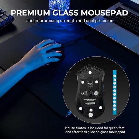 XVX Black Glass Mousepad 4.0, Hard Mouse Pad for Gaming, Ultra-Smooth Micro-Etched Surface Mouse Mat with Non-Slip Rubber Base(410mm*310mm) in Saudi Arabia