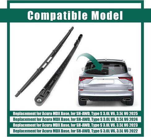 YUXIVCNE Rear Windshield Wiper Blade & Arm Set Compatible with Acura MDX Base for SH-AWD Type S Models 2022-2025 in Saudi Arabia