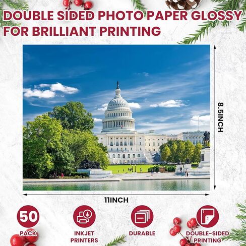 50 ورقة مقاومة للماء من ورق الطابعة النافثة للحبر الأبيض المقاوم للدموع، ورق طابعة أبيض غير لامع مزدوج الجوانب قابل للطباعة للطابعات النافثة للحبر، 8.5 × 11 ملصقات كاملة in Kuwait