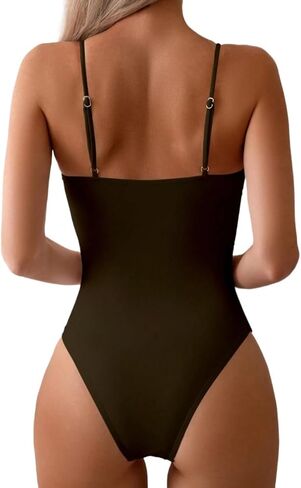 Elegant Women's Spaghetti Strap Full Cup Cutout Monokini Swimsuit - One-Piece Swimwear for Beach and Vacation in Saudi Arabia