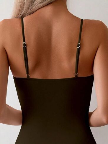 Elegant Women's Spaghetti Strap Full Cup Cutout Monokini Swimsuit - One-Piece Swimwear for Beach and Vacation in Saudi Arabia
