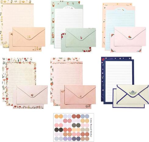 72 Pcs Stationery Paper Envelopes Set Includes 24 Lined Writing Paper & 12 Envelopes, Lovely Floral Cute Letter Writing Stationary Paper Envelopes Kit for Girls Office School Supplies Gift (6Style) in Saudi Arabia