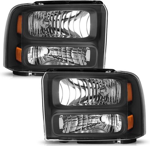 المصابيح الأمامية WEELMOTO متوافقة مع 2005-2007 Ford F250 F350 F450 F550 Super Duty، لـ 2005 2006 2007 Ford F250 استبدال المصابيح الأمامية غطاء أسود in Kuwait