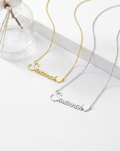Personalized Name Necklace — 18K Gold Plated Nameplate, 14 Fonts, Includes Custom Icon, Gift for Girl/Women (Birthday, Mother’s Day). in Saudi Arabia