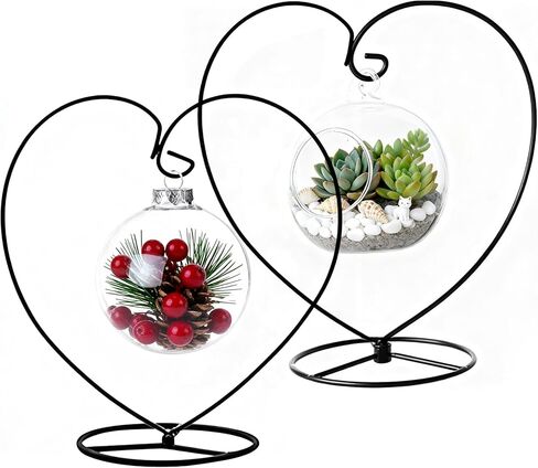 2 حزمة حامل عرض حلية على شكل قلب للتعليق على مأرضة زجاجية قاعدة عقلية للمنزل والحديقة وحفلات الزفاف (قلب صغير) (قلب كبير) in Kuwait