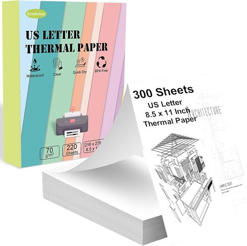 [220 ورقة] ورق طابعة حراري مقاس 8.5 × 11 أمريكي، ورق حراري مطوي بمروحة سريع الجفاف، متوافق مع MT610، M08F، D810، M832، M08E، A285M، ​​A40، A80، A81، PR20، iDPRT HPRT PRT in Kuwait