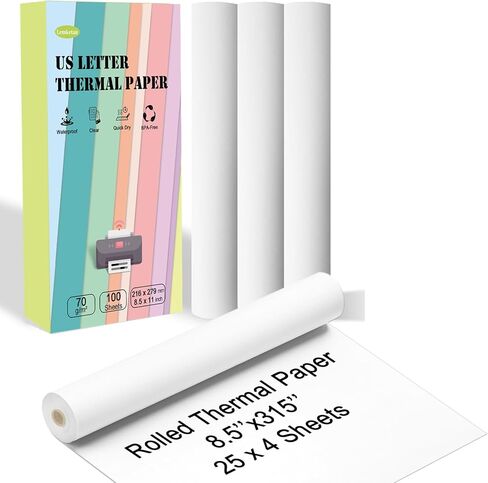 [220 Sheets] 8.5 x 11 US Letter Size Thermal Printer Paper, Quick Drying Fan-Folded Thermal Paper, Compatible with MT610, M08F, D810, M832, M08E, A285M, A40, A80, A81, PR20, iDPRT HPRT PRT in Kuwait