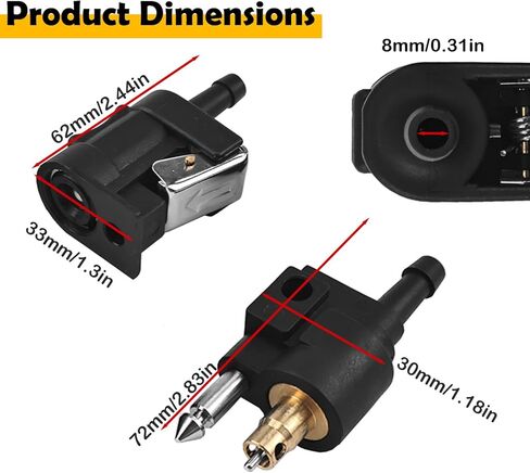 3PCS 8mm Fuel Line Connector Set Compatible with Yamaha Outboard Motors – Female & Male Fuel Pipe Fittings for 5/16" Fuel Hose – Replaces 6E5-24305-06-00, 6Y2-24305-06-00 in Saudi Arabia