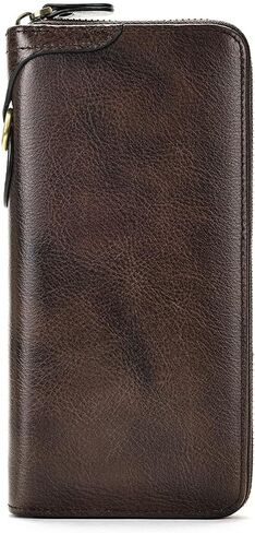 محافظ نسائية محفظة أنيقة من الجلد الطبيعي ثلاثية الطي للنساء - رفيعة، حامل بطاقات متعدد الألوان ومحفظة سوداء (أخضر) in Kuwait