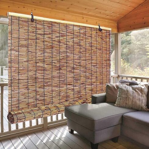 Patio Shades Roll Up Outdoor, Bamboo Blinds for Outdoor Patio, Thernal Insulated Shading Reed Blinds, Blackout Bamboo Shade, Privacy Screen, 24″ 30″ 34″ 36″ 39″ 43″ 48″ 51″ 55″ 70″ Width in Saudi Arabia
