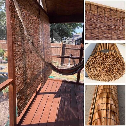 Patio Shades Roll Up Outdoor, Bamboo Blinds for Outdoor Patio, Thernal Insulated Shading Reed Blinds, Blackout Bamboo Shade, Privacy Screen, 24″ 30″ 34″ 36″ 39″ 43″ 48″ 51″ 55″ 70″ Width in Saudi Arabia