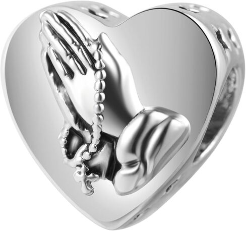TCHYUN Praying Hand Heart Charm Bible Verse Bead for European Bracelet Women Gift in Saudi Arabia