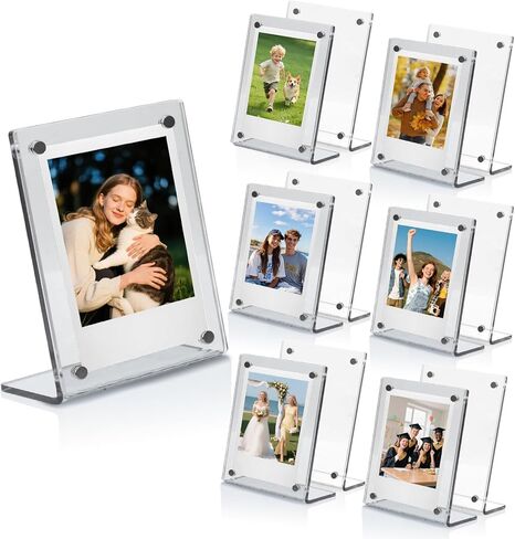 12 Pack Acrylic Magnetic Picture Frames, Mini Fridge Magnet Frames 2x3in, Double-Sided Photo Frame for Refrigerator suit Polaroid Fujifilm Instax. Display Stand Table Top Decor & Gifts (Colorful) in Saudi Arabia