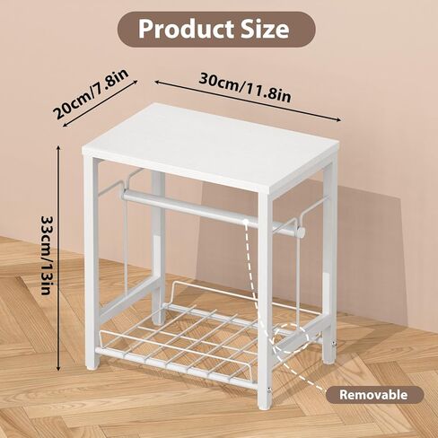 حامل ملصقات NANANARDOSO للطابعة الحرارية مع سلة، حامل ملصقات خشبي لطابعة ملصقات الشحن، حامل بكرة الملصقات للمنزل، المكتب الصغير، أبيض in Kuwait