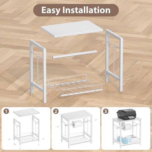 حامل ملصقات NANANARDOSO للطابعة الحرارية مع سلة، حامل ملصقات خشبي لطابعة ملصقات الشحن، حامل بكرة الملصقات للمنزل، المكتب الصغير، أبيض in Kuwait