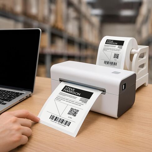 حامل رول الملصقات الخارجي 3nStar للملصقات الحرارية 4x6 | يدعم طابعات الملصقات المكتبية | حامل قائم بذاته للملصقات والملصقات القابلة للطي على شكل مروحة in Kuwait