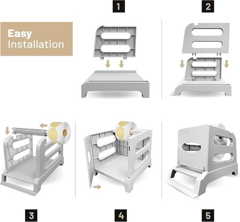 حامل رول الملصقات الخارجي 3nStar للملصقات الحرارية 4x6 | يدعم طابعات الملصقات المكتبية | حامل قائم بذاته للملصقات والملصقات القابلة للطي على شكل مروحة in Kuwait