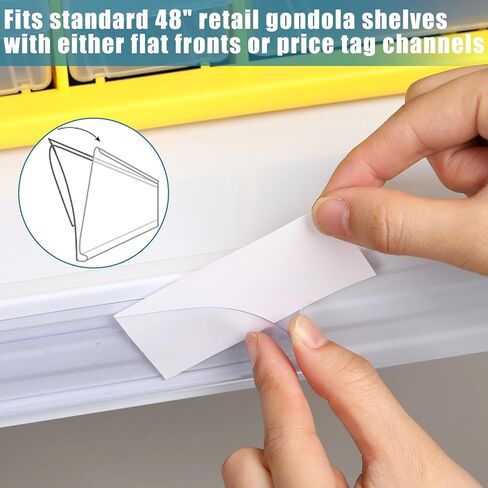 Fulmoon 25 Pack Shelf Label Strips Snap-in 1.25" H Angled Shelf Strip Price Tag Grippers Fits Standard Gondola Channel Clear Plastic Front/Clear Back Sign Holder for 48" Long in Kuwait