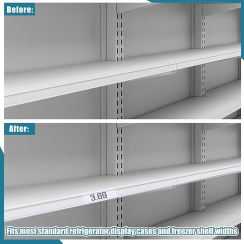 Fulmoon 25 Pack Shelf Label Strips Snap-in 1.25" H Angled Shelf Strip Price Tag Grippers Fits Standard Gondola Channel Clear Plastic Front/Clear Back Sign Holder for 48" Long in Kuwait