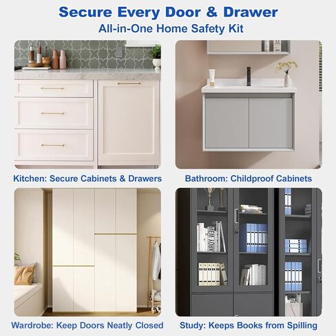 12 قطعة من مقابض الأبواب المغناطيسية (6 مستطيلة و6 دائرية)، مغناطيسات خزانة رفيعة للغاية للإغلاق، درج لاصق ومزالج خزانة، من الفولاذ المقاوم للصدأ سهل التركيب بشريط مزدوج الجوانب in Kuwait