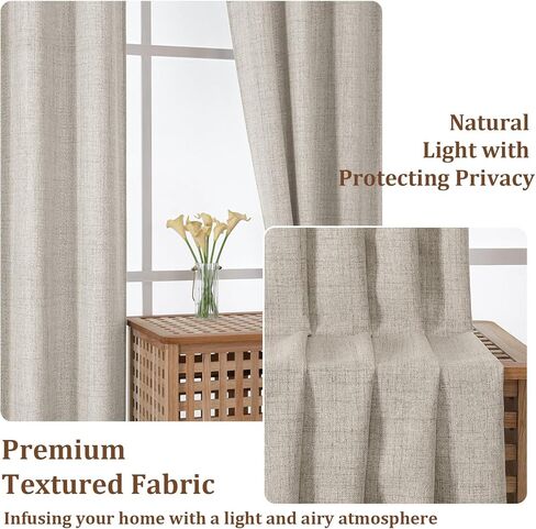 ستائر المطبخ بطول 91.44 سم - ستائر صغيرة من الكتان الصناعي المرشحة للضوء لنصف نافذة، ستائر قصيرة بجيب قضيب للطابق السفلي للحمام، لوحتان، لون الكتان، 30 عرض × 36 طول in Kuwait