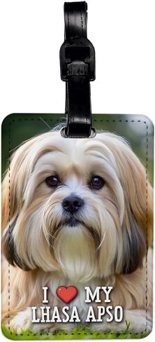 I Love My Lhasa Apso Dog Heart Travel Faux Leather Luggage Tag in Saudi Arabia