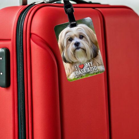 I Love My Lhasa Apso Dog Heart Travel Faux Leather Luggage Tag in Saudi Arabia