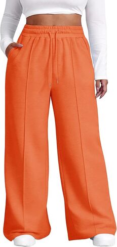 Chulianyouhuo Womens Plus Size Wide Leg Sweatpants Baggy Lounge Pants High Waisted Drawstring Joggers Pant with Pockets in Saudi Arabia