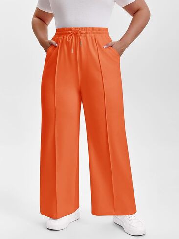Chulianyouhuo Womens Plus Size Wide Leg Sweatpants Baggy Lounge Pants High Waisted Drawstring Joggers Pant with Pockets in Saudi Arabia