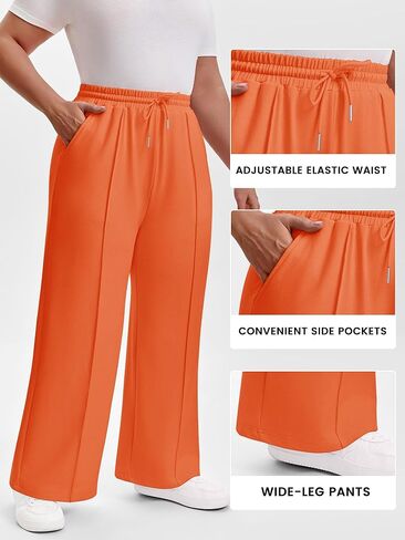 Chulianyouhuo Womens Plus Size Wide Leg Sweatpants Baggy Lounge Pants High Waisted Drawstring Joggers Pant with Pockets in Saudi Arabia