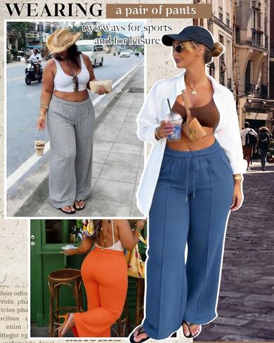 Chulianyouhuo Womens Plus Size Wide Leg Sweatpants Baggy Lounge Pants High Waisted Drawstring Joggers Pant with Pockets in Saudi Arabia