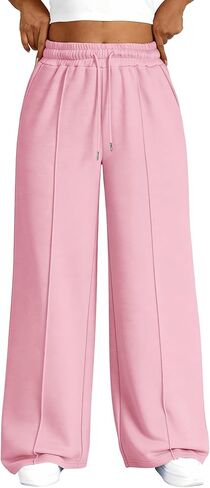Chulianyouhuo Womens Plus Size Wide Leg Sweatpants Baggy Lounge Pants High Waisted Drawstring Joggers Pant with Pockets in Saudi Arabia