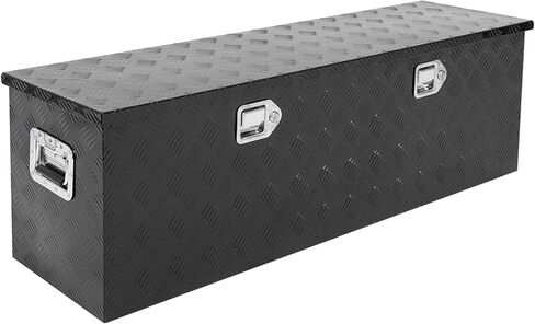 صندوق أدوات الشاحنة 48 × 14 × 16 بوصة من الألومنيوم الأسود 5 بار مداس السيارة في الهواء الطلق صندوق أدوات التقاط المقطورة، منظم تخزين RV، منظم صندوق سرير الشاحنة مع مزلاج قفل مع مفاتيح in Kuwait