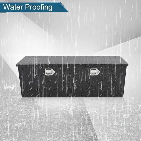 صندوق أدوات الشاحنة 48 × 14 × 16 بوصة من الألومنيوم الأسود 5 بار مداس السيارة في الهواء الطلق صندوق أدوات التقاط المقطورة، منظم تخزين RV، منظم صندوق سرير الشاحنة مع مزلاج قفل مع مفاتيح in Kuwait