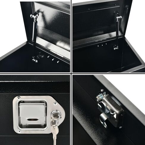 صندوق أدوات تثبيت جانبي مقاس 34 بوصة، صندوق أدوات تخزين جانبي لشاحنة بيك اب فولاذية مقاس 34 بوصة × 12.2 بوصة × 15 بوصة مع قفل ومفاتيح، أسود in Kuwait