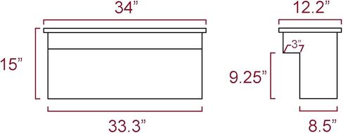 صندوق أدوات تثبيت جانبي مقاس 34 بوصة، صندوق أدوات تخزين جانبي لشاحنة بيك اب فولاذية مقاس 34 بوصة × 12.2 بوصة × 15 بوصة مع قفل ومفاتيح، أسود in Kuwait