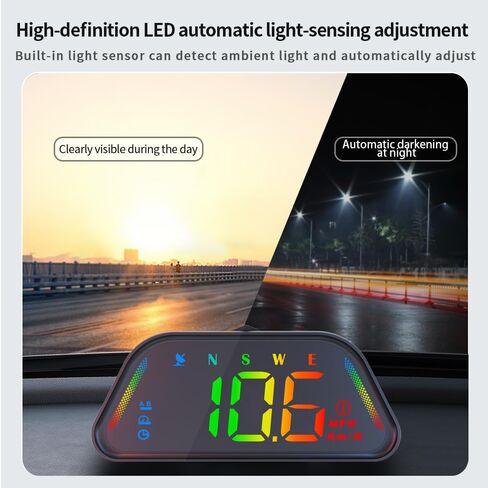 عداد السرعة العالمي للسيارة HUD GPS - شاشة G23 Heads Up، عداد السرعة الرقمي MPH، عرض في الوقت الحقيقي مع إنذار السرعة الزائدة وتنبيه القيادة بالتعب، التوصيل والتشغيل USB، السطوع التلقائي لجميع المركبات in Kuwait