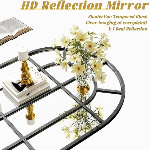 BEAUTYPEAK Windowpane مرآة كاملة الطول، مرآة مثبتة على الحائط مقاس 69 بوصة × 25 بوصة مع إطار معدني، ديكور مصمم على شكل شبكة المزرعة للمدخل، غرفة المعيشة، ديكور المنزل، أسود in Kuwait