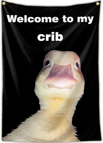 Welcome to My Crib Duck Flag 3x5 Ft Funny Flags for Bedroom Room Guys College Dorm Cool Meme Flags Posters Banners for Room Teen Boys Man Cave Wall Art Decor in Saudi Arabia
