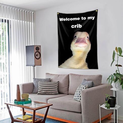 Welcome to My Crib Duck Flag 3x5 Ft Funny Flags for Bedroom Room Guys College Dorm Cool Meme Flags Posters Banners for Room Teen Boys Man Cave Wall Art Decor in Saudi Arabia