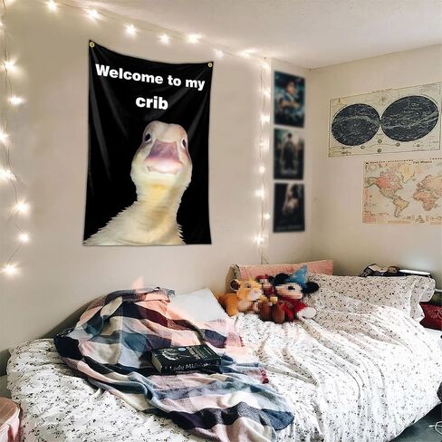 Welcome to My Crib Duck Flag 3x5 Ft Funny Flags for Bedroom Room Guys College Dorm Cool Meme Flags Posters Banners for Room Teen Boys Man Cave Wall Art Decor in Saudi Arabia