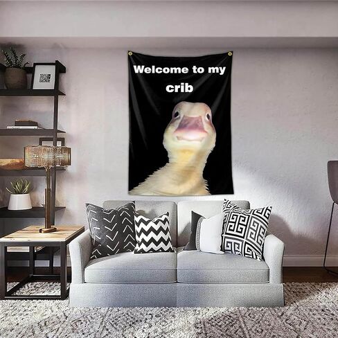Welcome to My Crib Duck Flag 3x5 Ft Funny Flags for Bedroom Room Guys College Dorm Cool Meme Flags Posters Banners for Room Teen Boys Man Cave Wall Art Decor in Saudi Arabia