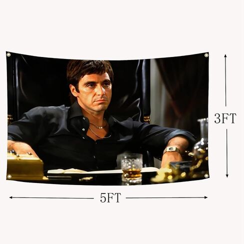 Scarface Movie Poster Flag 3x5Ft Motivational Vintage Band Thriller Love Scifi Movie Tapestry Every Dog Has Its Day Banner Tony Montana for College Dorm Room Decoration in Kuwait