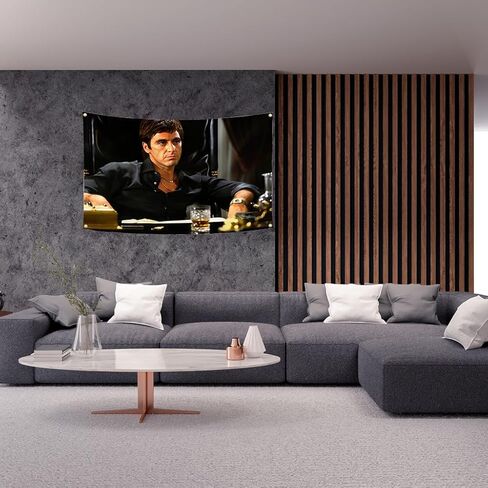 Scarface Movie Poster Flag 3x5Ft Motivational Vintage Band Thriller Love Scifi Movie Tapestry Every Dog Has Its Day Banner Tony Montana for College Dorm Room Decoration in Kuwait