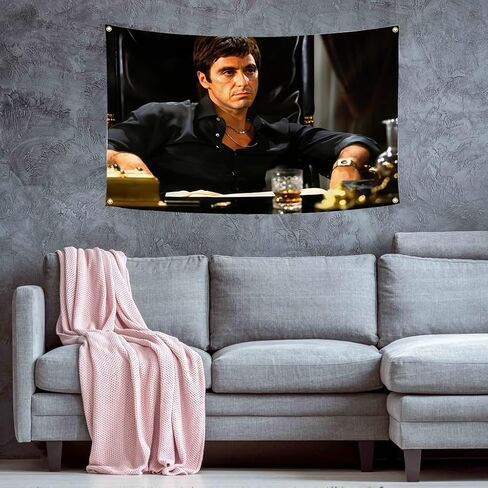 Scarface Movie Poster Flag 3x5Ft Motivational Vintage Band Thriller Love Scifi Movie Tapestry Every Dog Has Its Day Banner Tony Montana for College Dorm Room Decoration in Kuwait