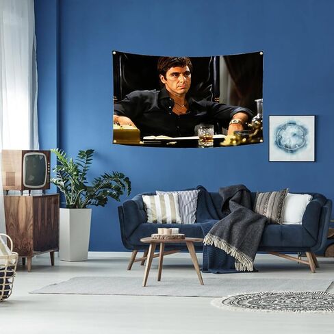 Scarface Movie Poster Flag 3x5Ft Motivational Vintage Band Thriller Love Scifi Movie Tapestry Every Dog Has Its Day Banner Tony Montana for College Dorm Room Decoration in Kuwait