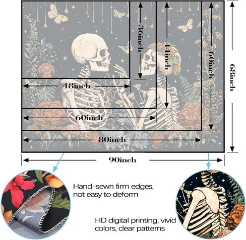 Wegklazax Floral Skeleton Lovers Tapestry Aesthetic Skull Gothic Tapestry for Bedroom The Lovers Wall Hanging for Bedroom Living Room Skull2 36×48 Inches in Saudi Arabia
