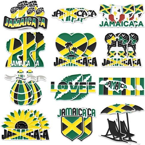 Cunno 24 Pcs Jamaica Pins Gifts Bulk Jamaican Decorations for Party Jamaica Flag Souvenirs Accessories for Women Man Independence Day Heritage Culture Day in Saudi Arabia